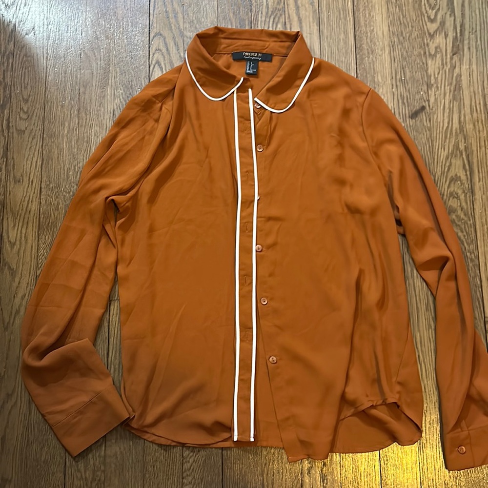 Orange button down